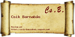 Csik Barnabás névjegykártya